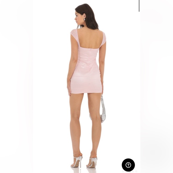 NEW! LUCY IN THE SKY Mesh Ruched Bodycon Dress in Pink - Picture 3 of 5